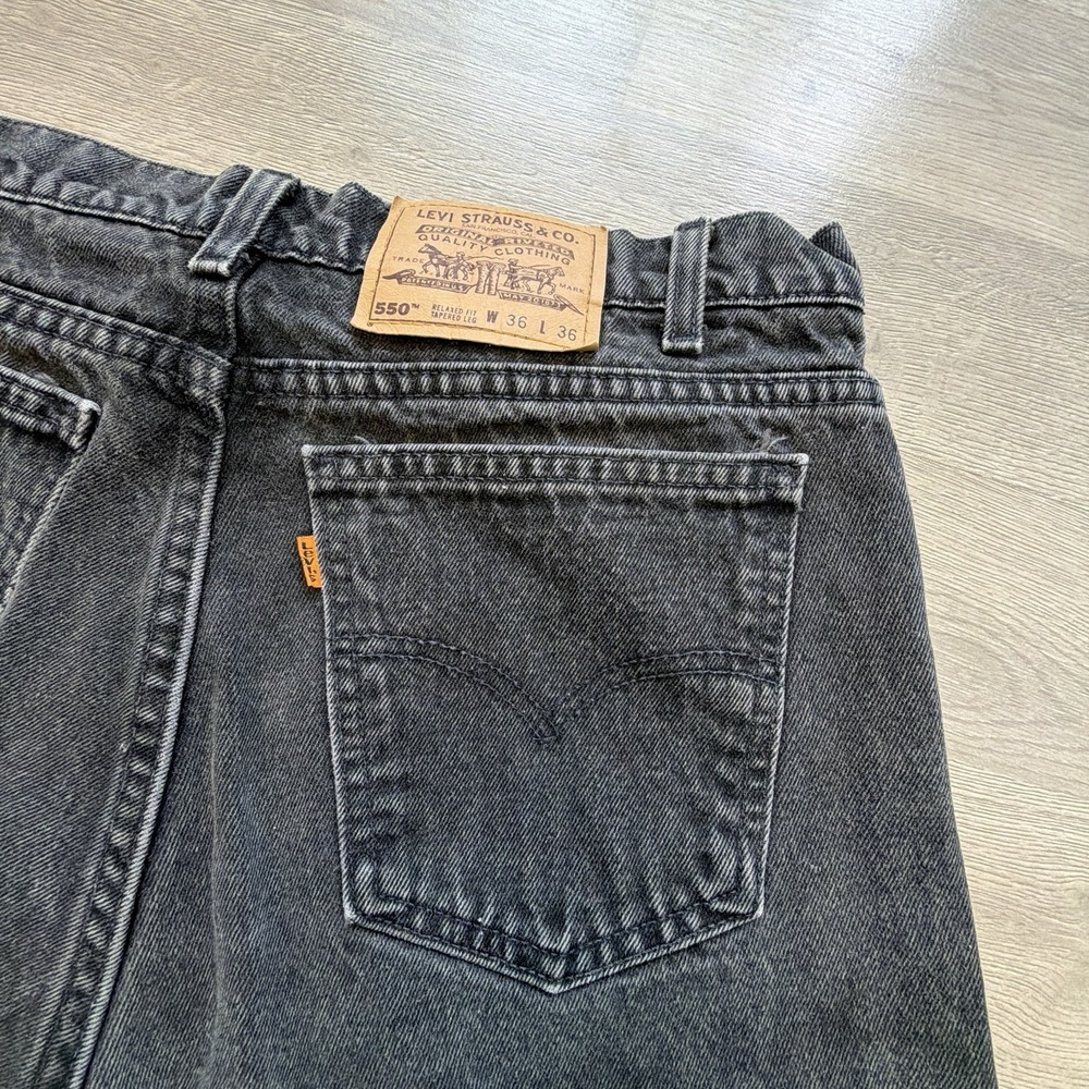 Vintage Levi's 550 Orange Tab Jeans Mens 36x36 Black USA Made Relaxed Fit - Picture 5 of 14